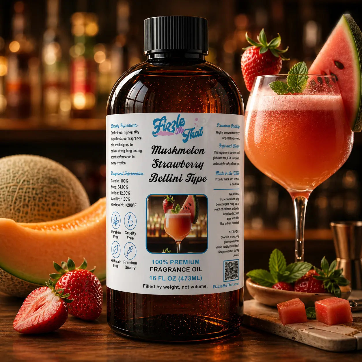 Muskmelon and Strawberry Bellini by Makesy® Type Fragrance Oil Fizzle Me That