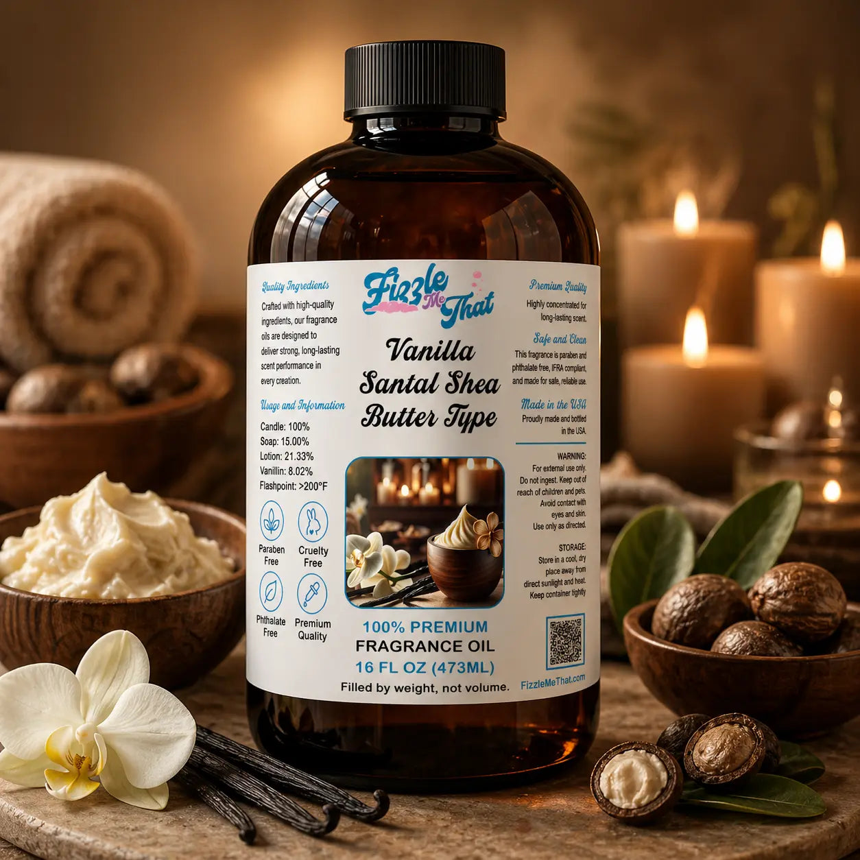 Vanilla Santal and Shea Butter by Makesy® Type Fragrance Oil Fizzle Me That