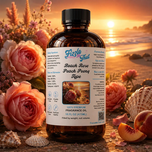 Beach Rose and Peach Peony Type Fragrance Oil Fizzle Me That